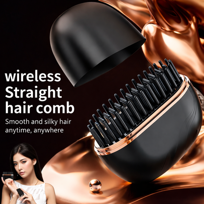 Brndtex™ Cordless compact Straightening Brush - Capsule Hair Straightener & Styler.